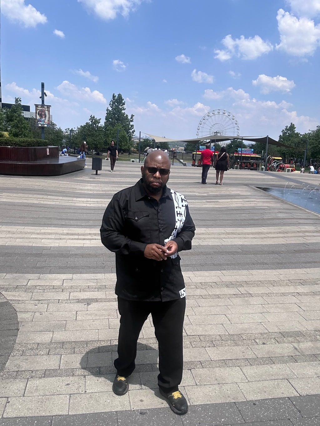 Men Black & White Safari Suit