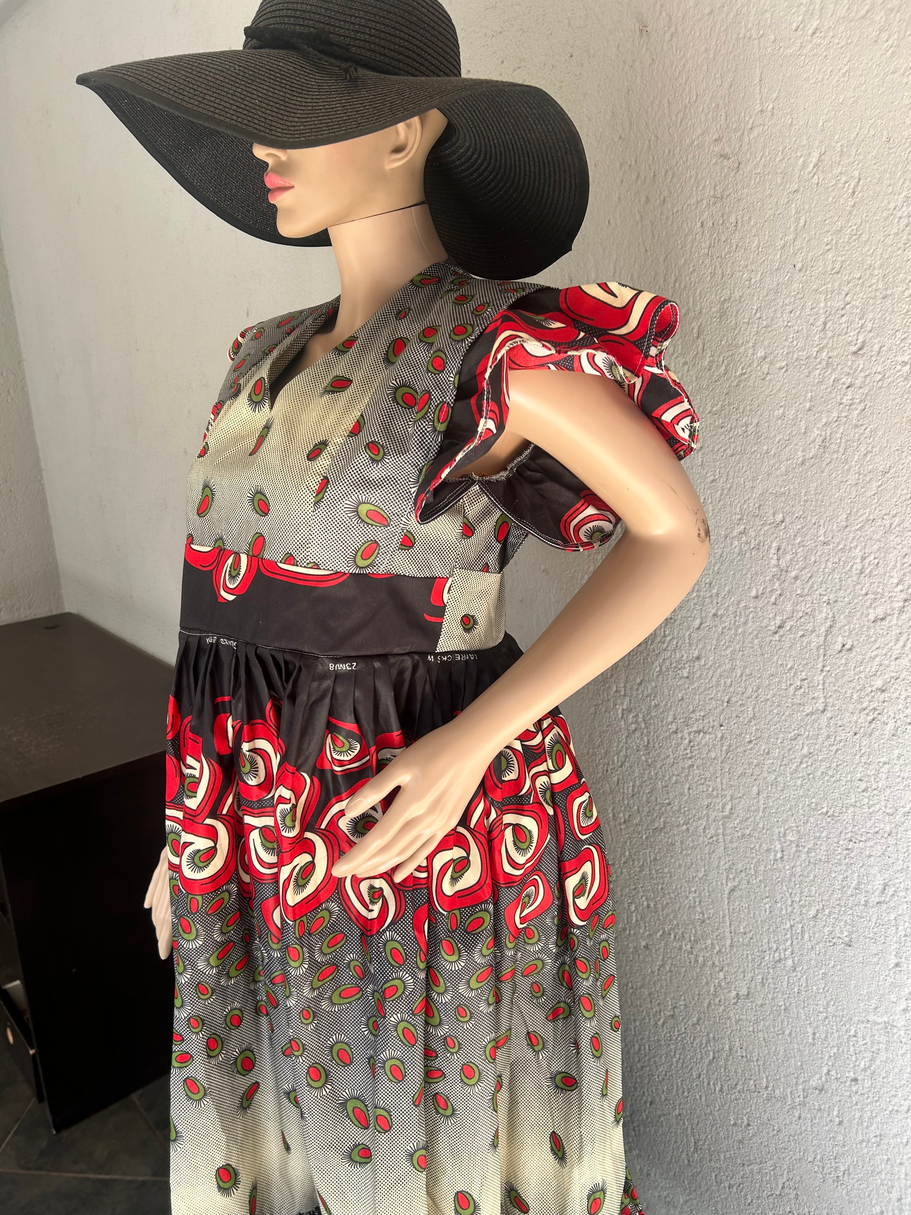 Butterfly Sleeves Multicolour Dress