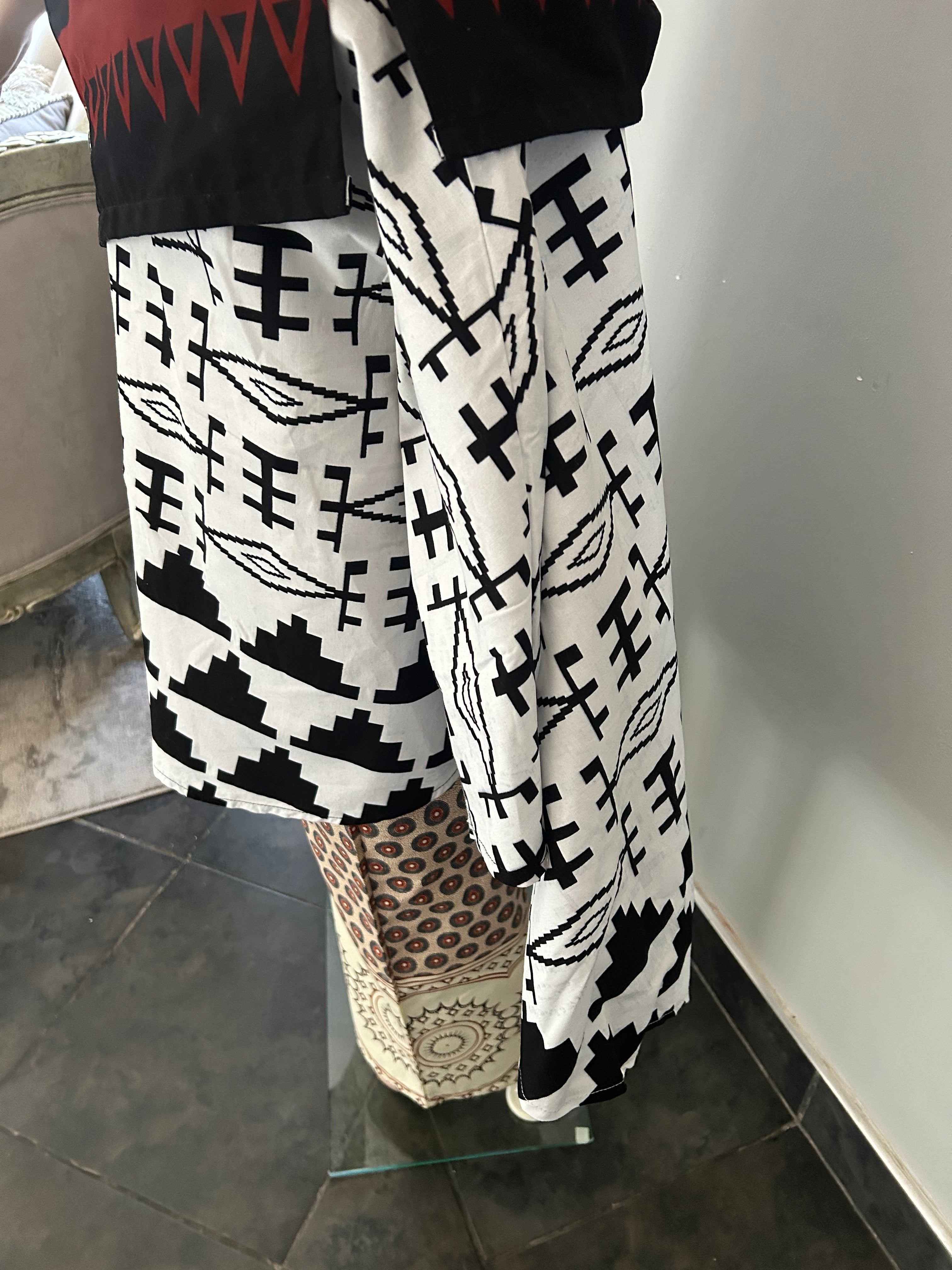 Asymmetrical White & Black Skirt