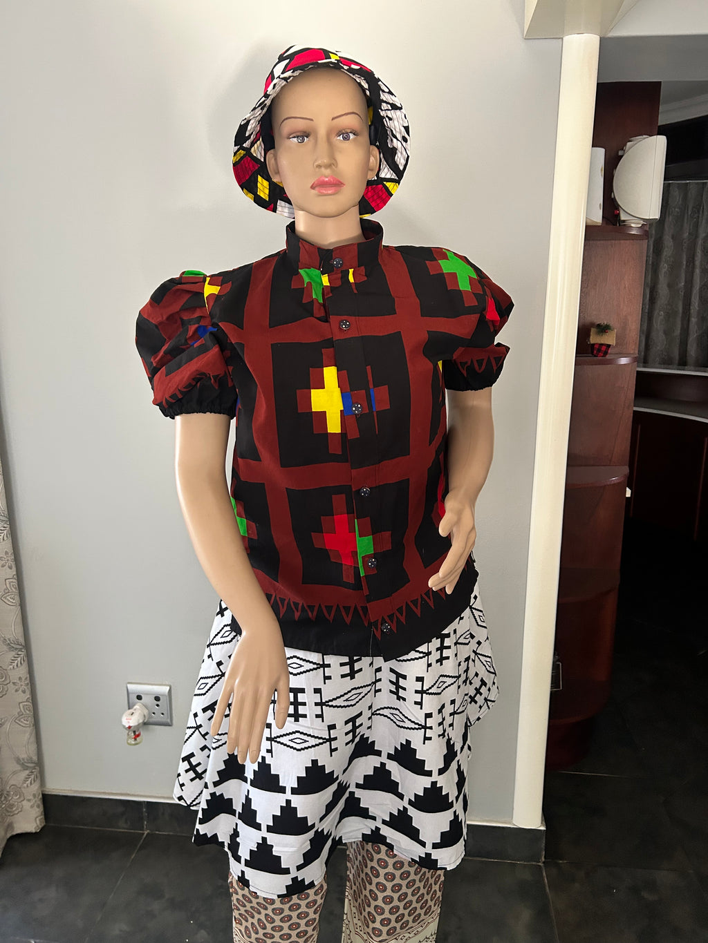 Asymmetrical White & Black Skirt