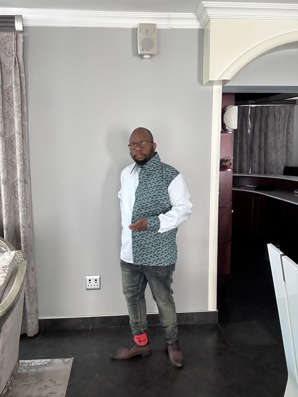 Men's Green & White Shirt