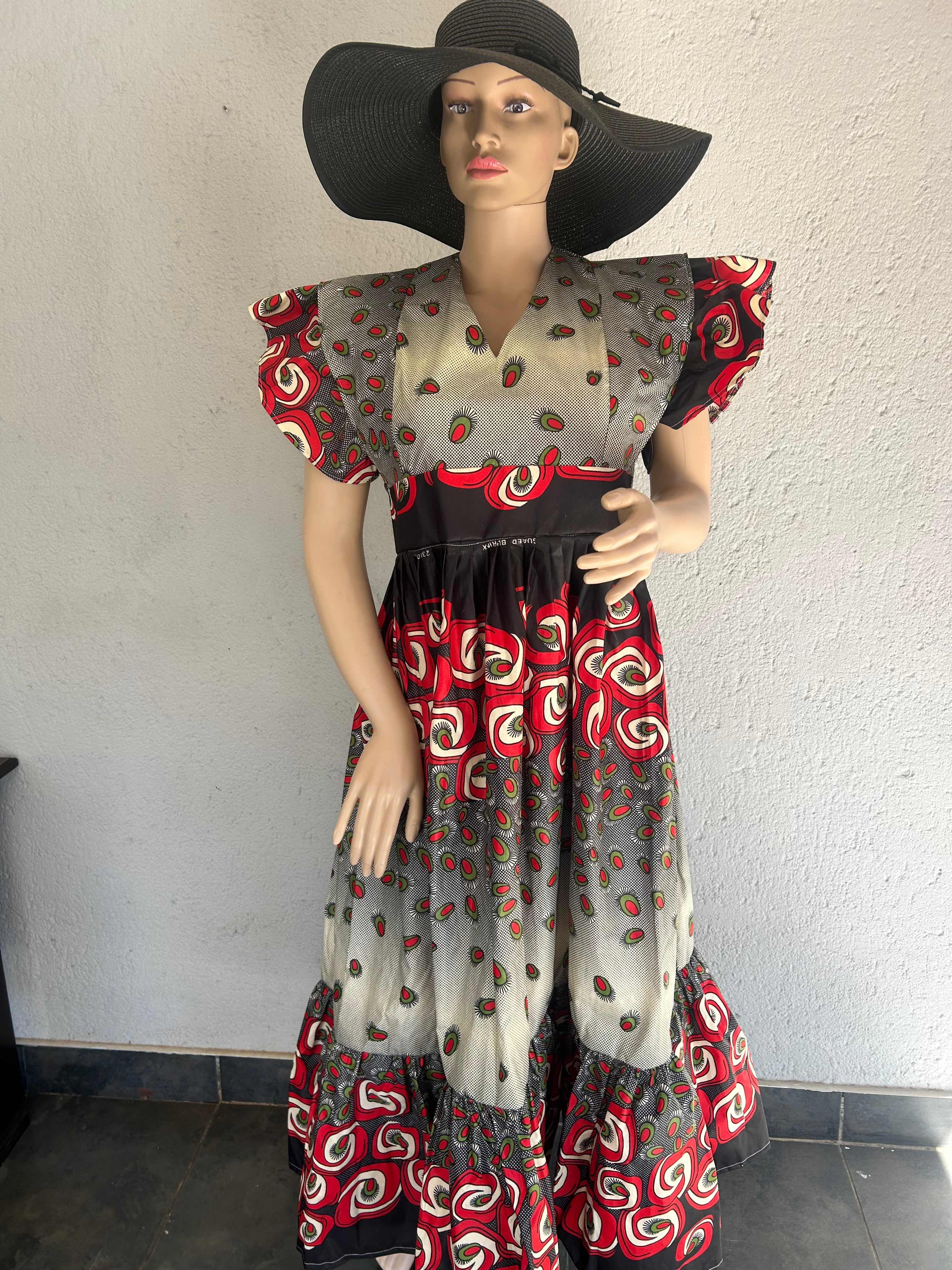 Butterfly Sleeves Multicolour Dress