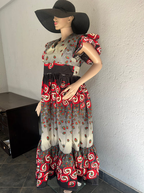 Butterfly Sleeves Multicolour Dress