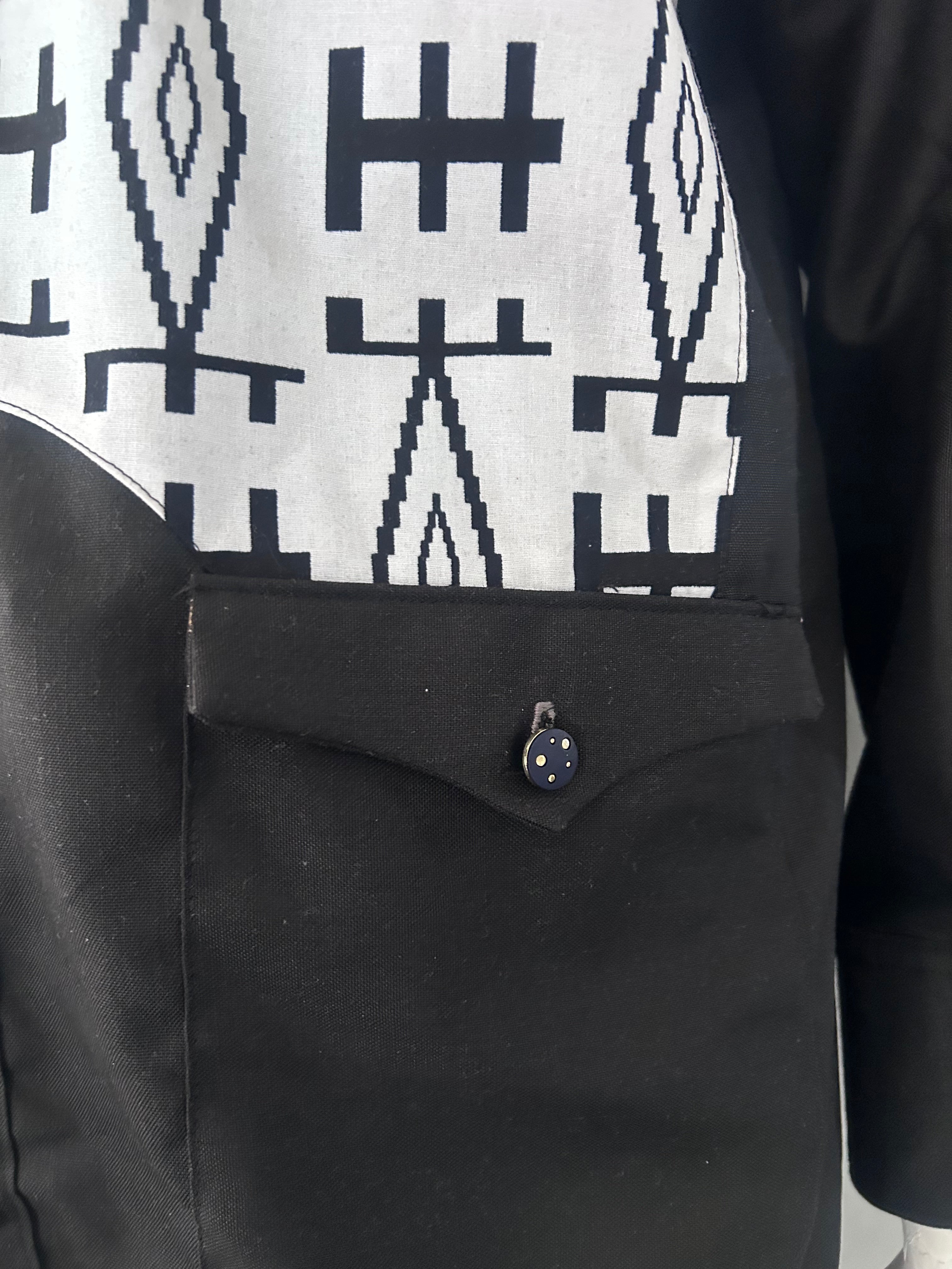 Men Black & White Safari Suit