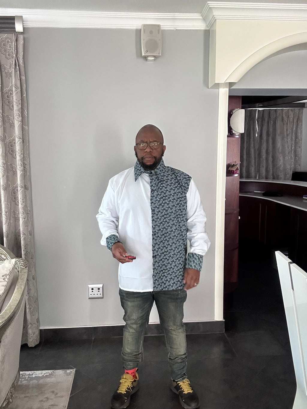 Men's Green & White Shirt