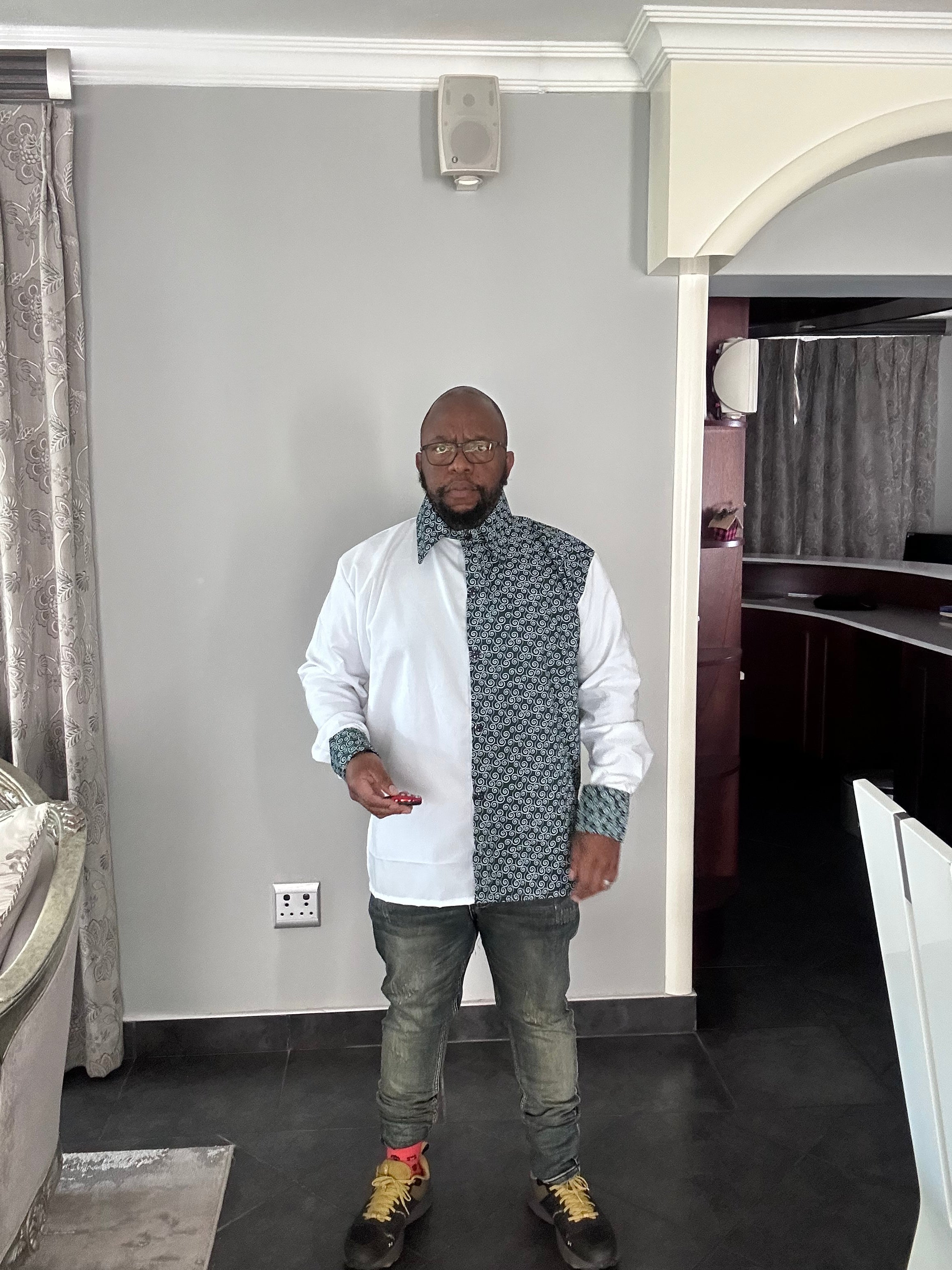 Men's Green & White Shirt