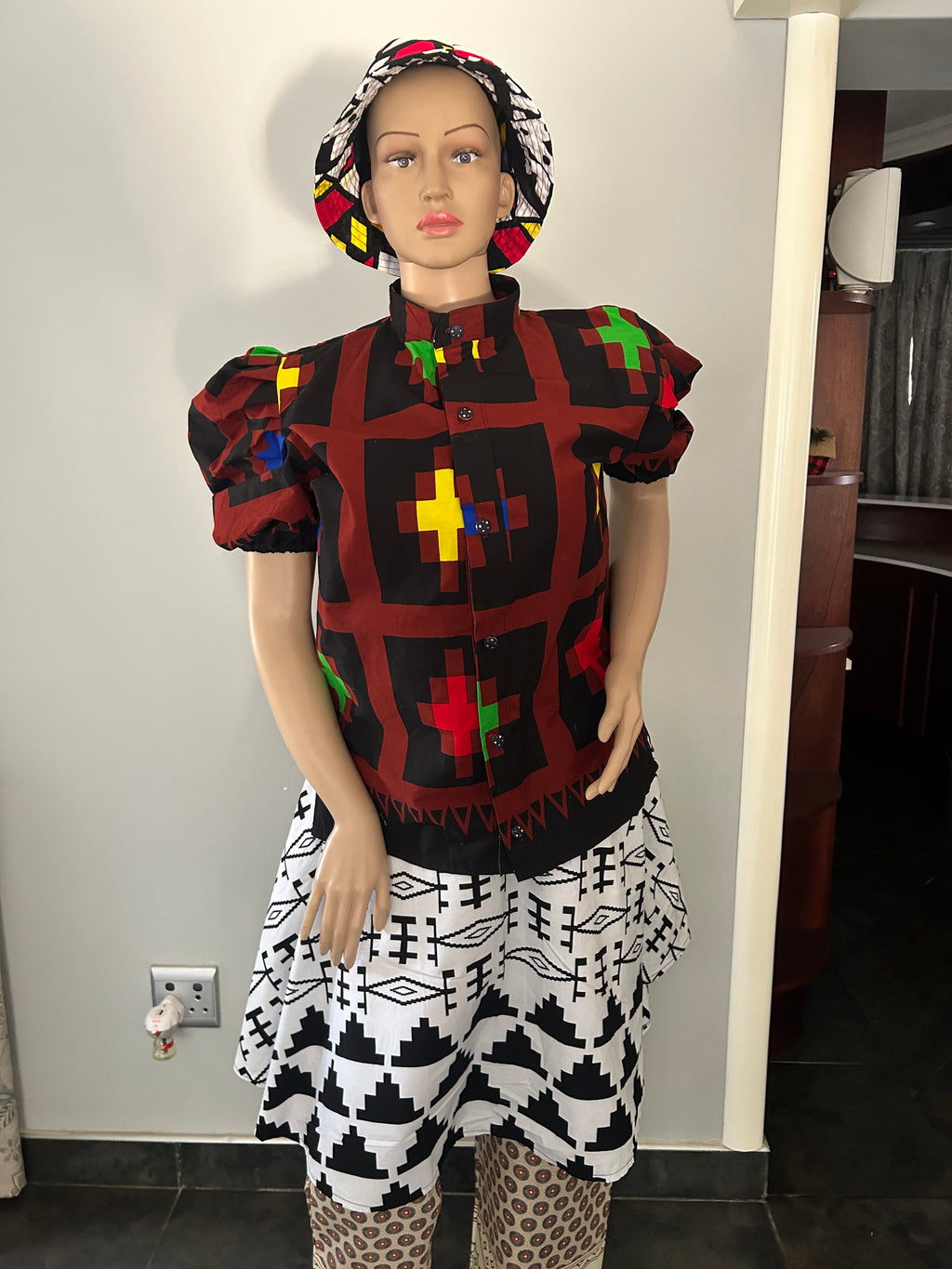 Asymmetrical White & Black Skirt