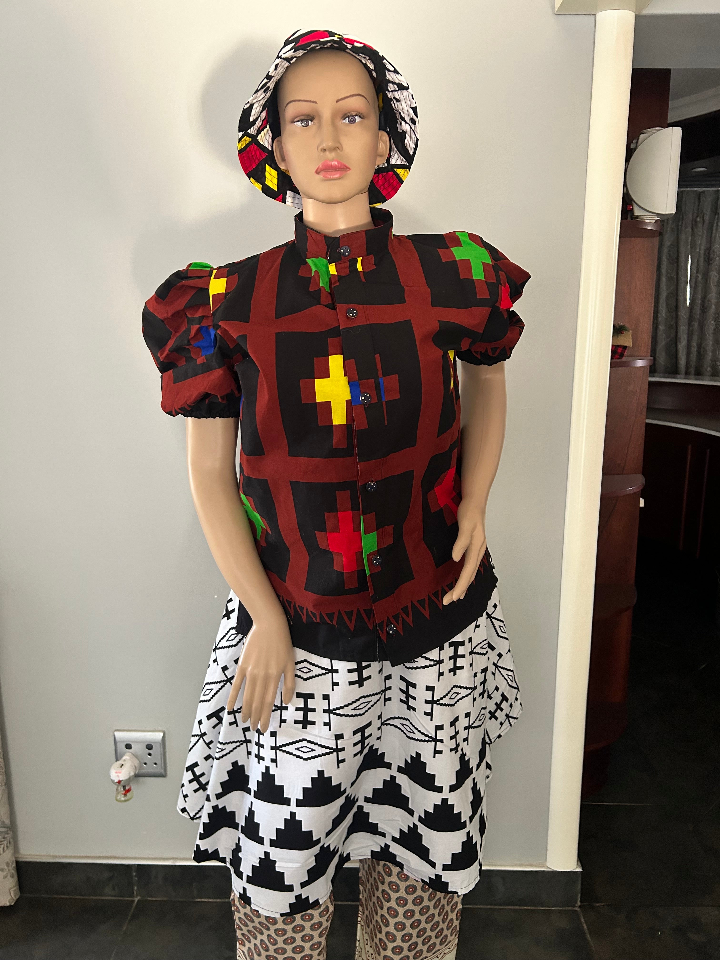 Asymmetrical White & Black Skirt