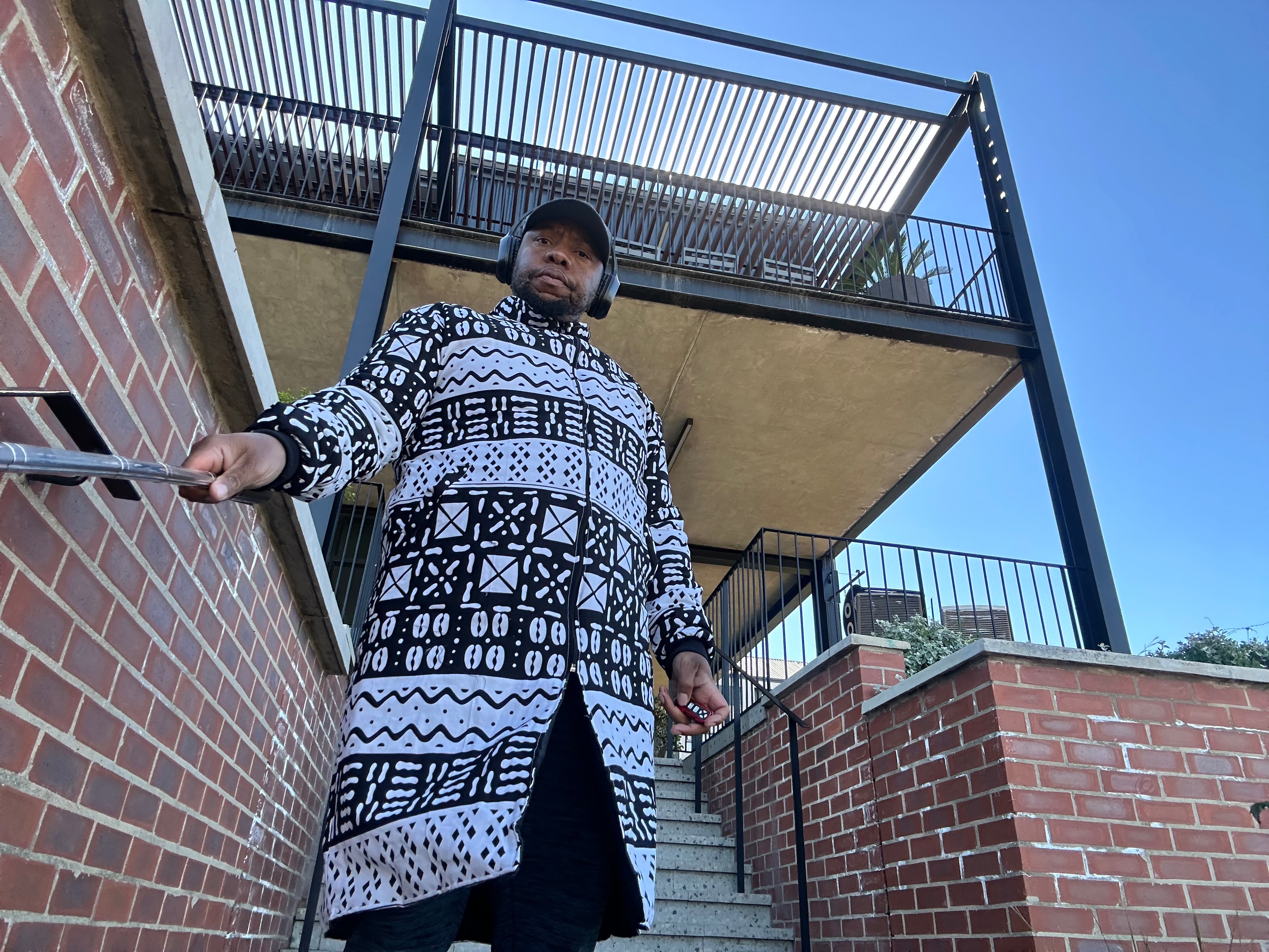 White Black Long Bomber Jacket
