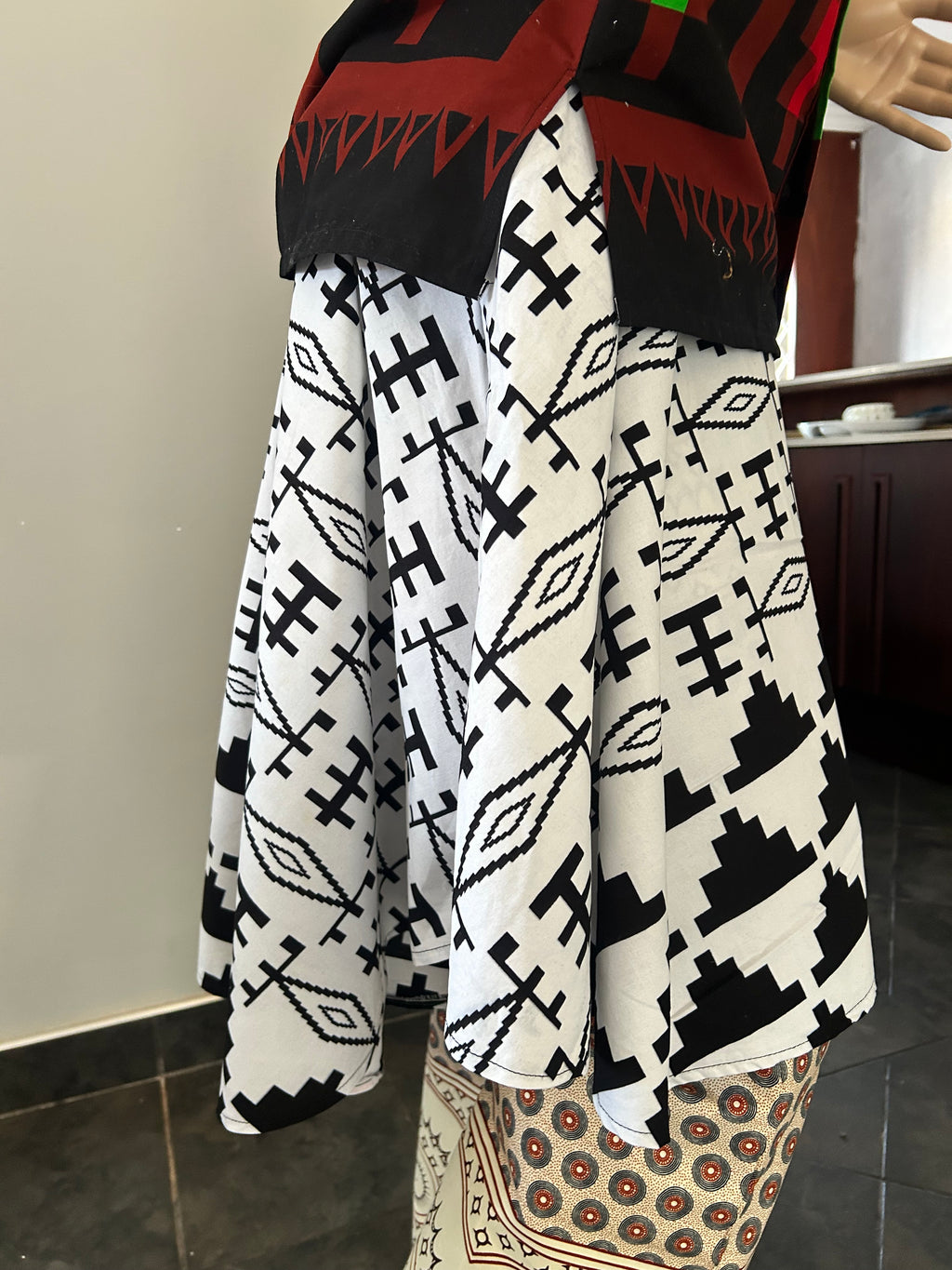 Asymmetrical White & Black Skirt