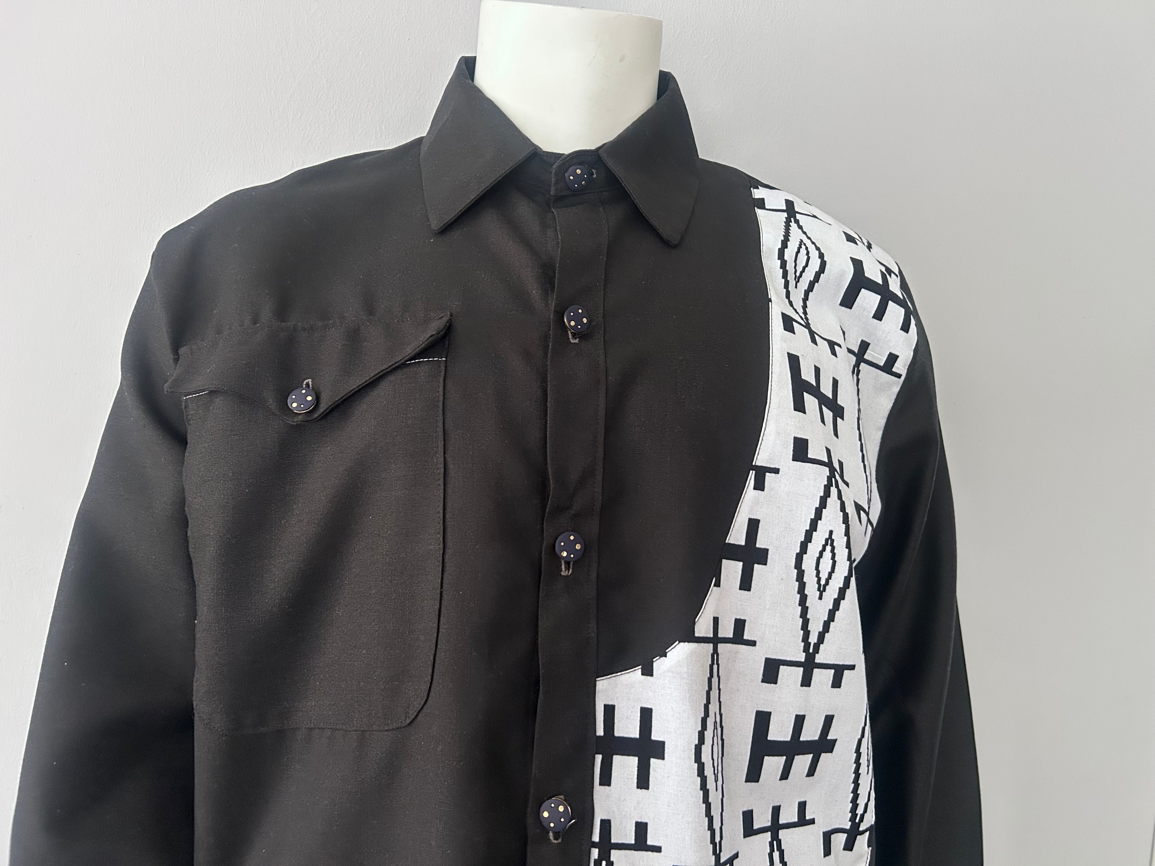 Men Black & White Safari Suit
