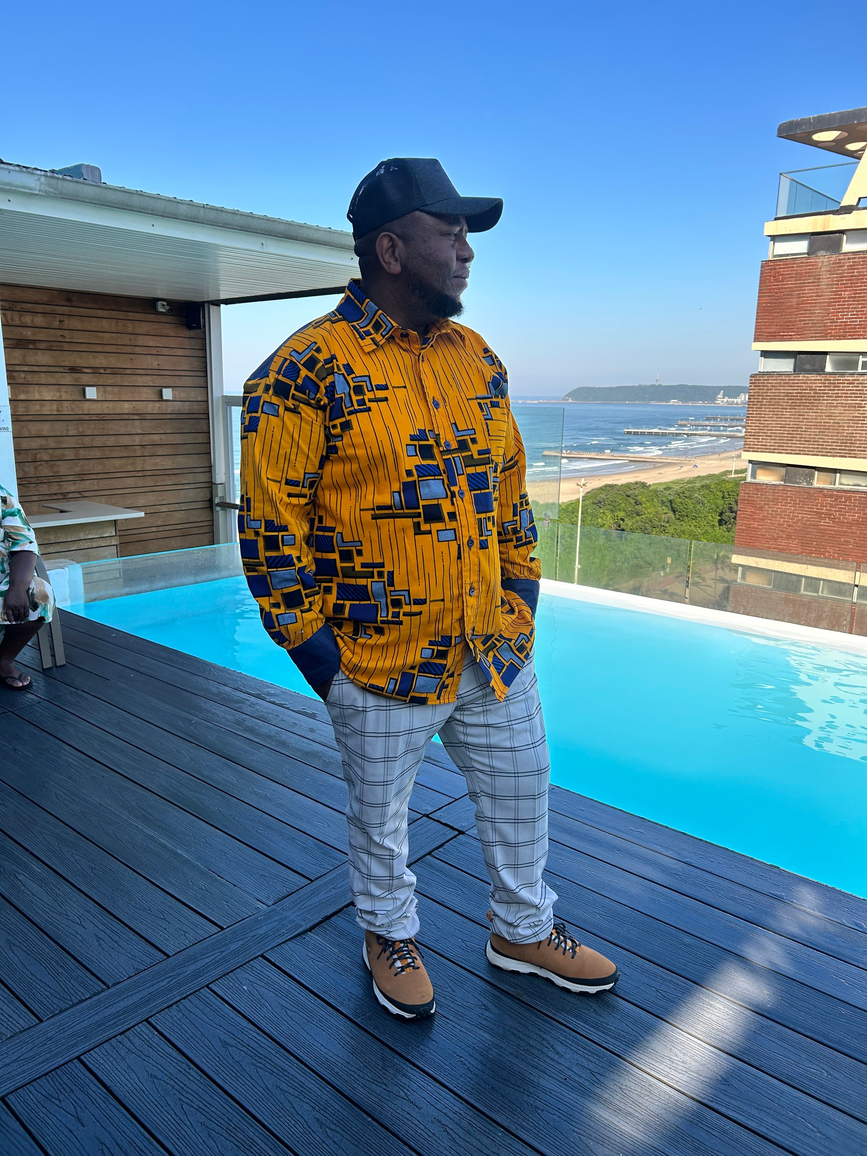 Men Yellow & Blue Shirt