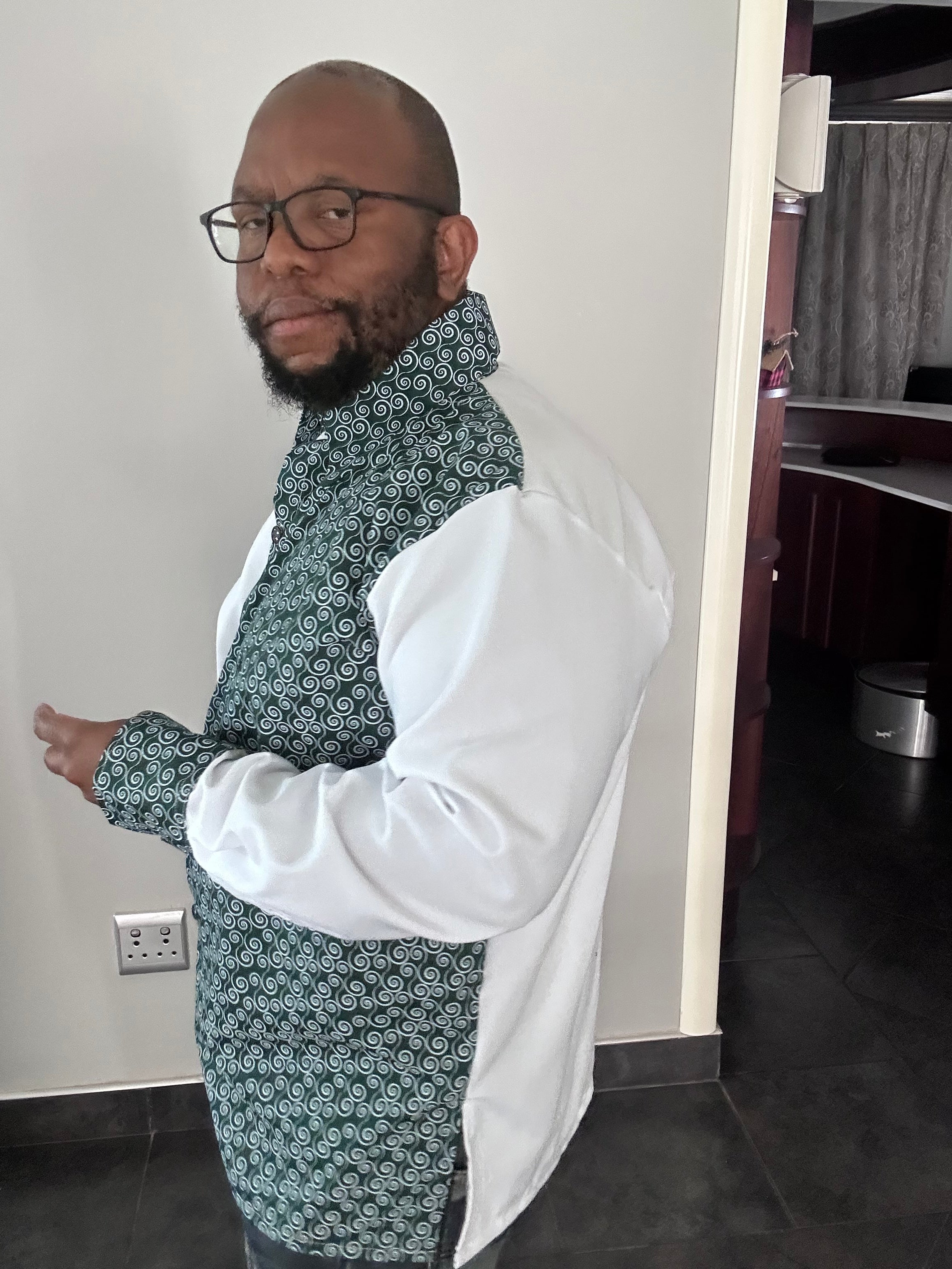 Men's Green & White Shirt