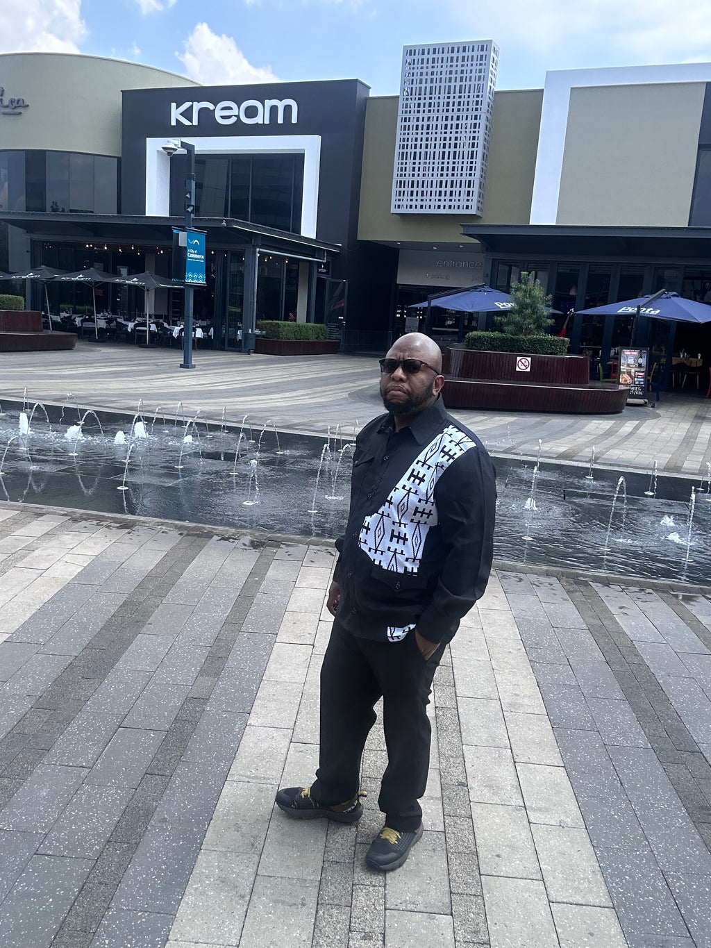 Men Black & White Safari Suit