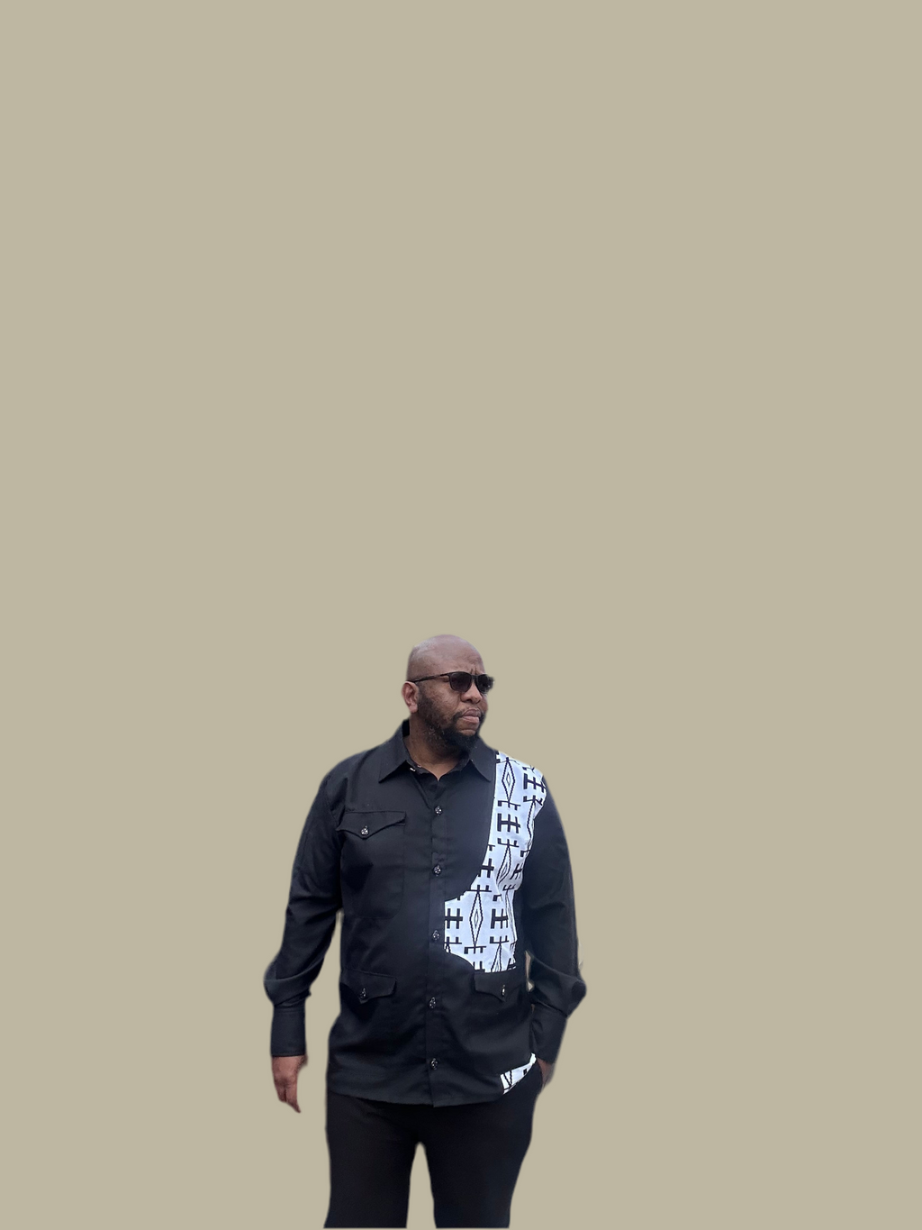 Men Black & White Safari Suit