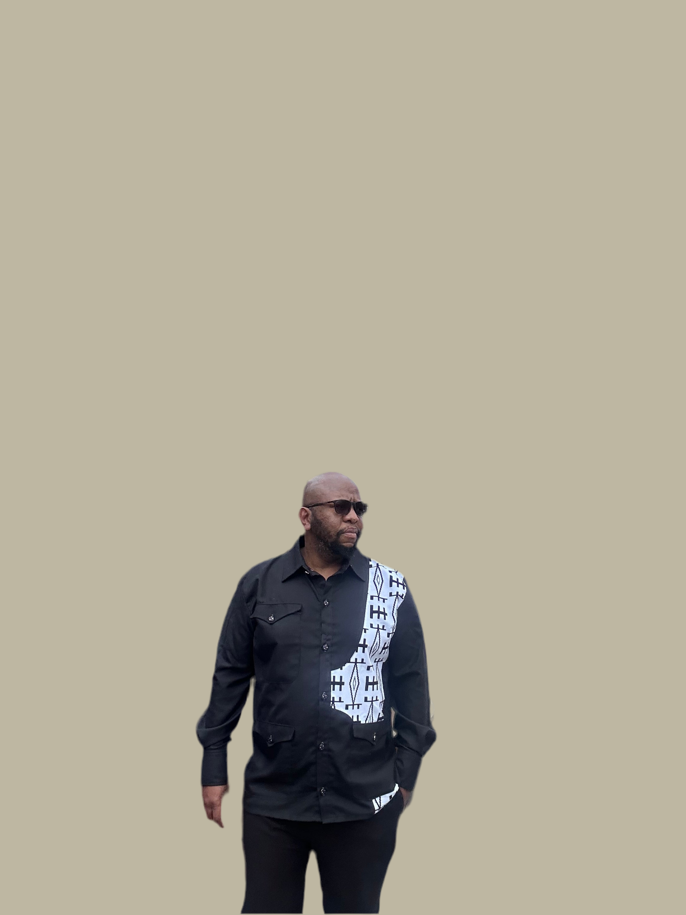 Men Black & White Safari Suit