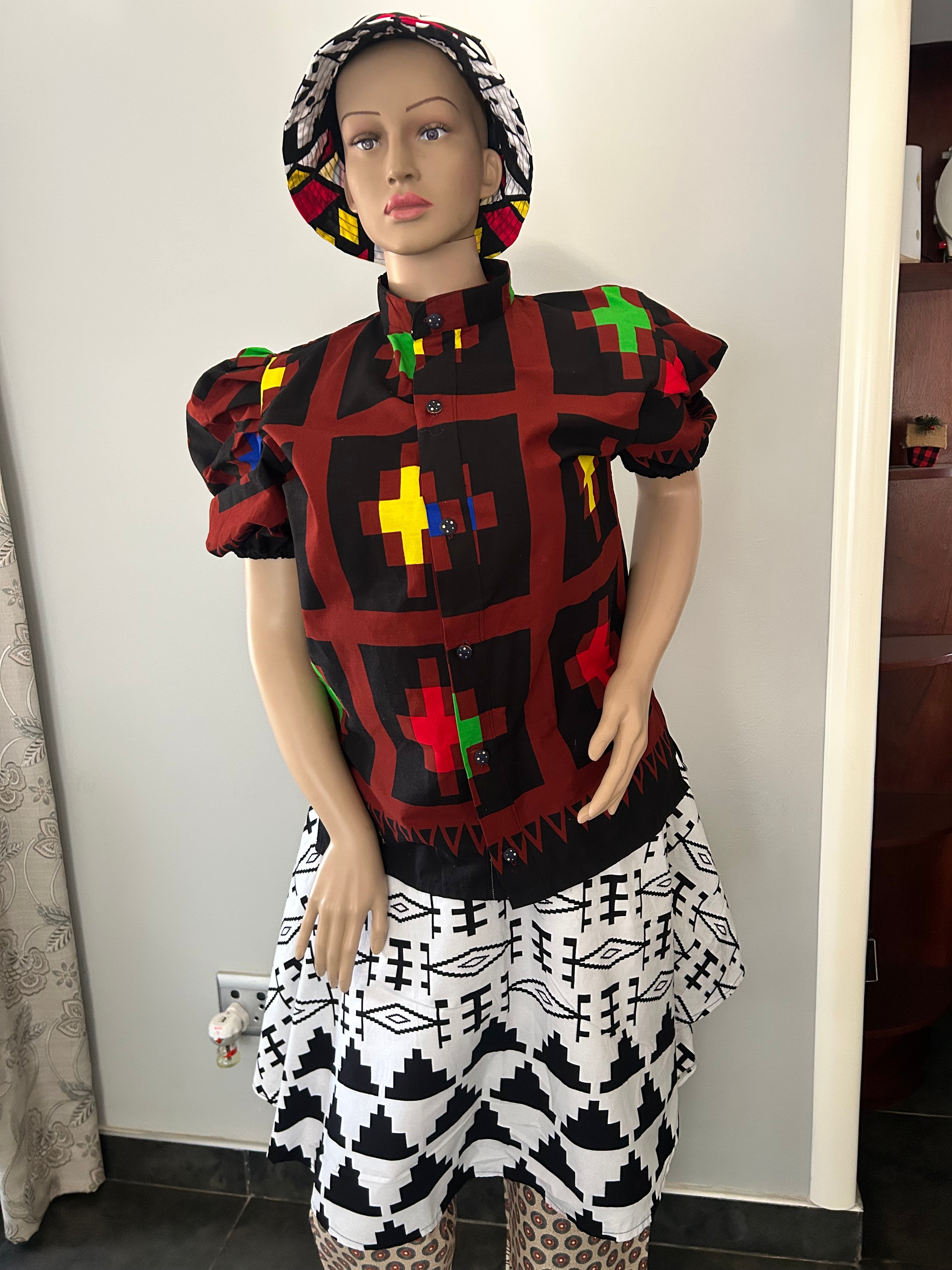 Asymmetrical White & Black Skirt