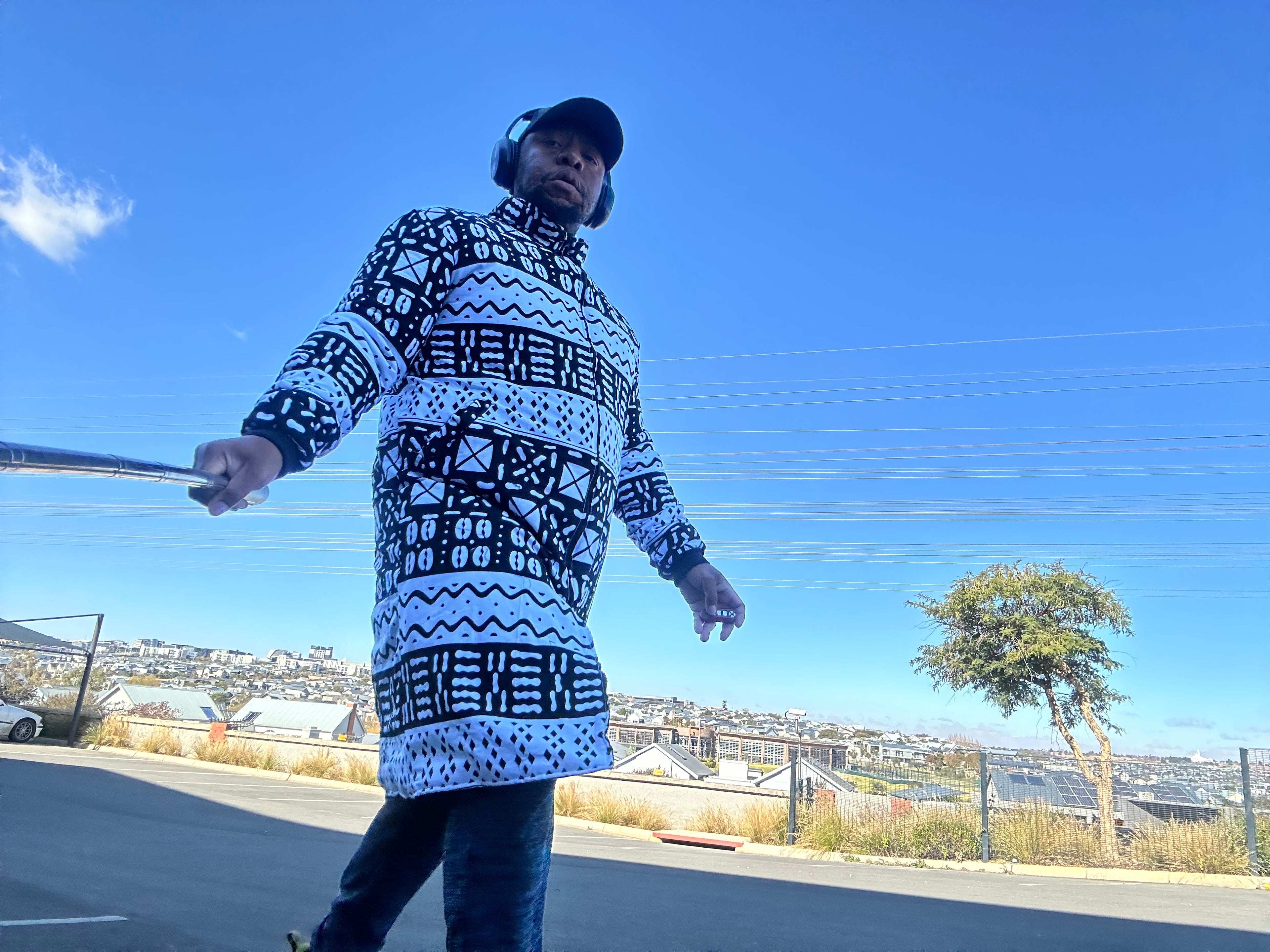 White Black Long Bomber Jacket