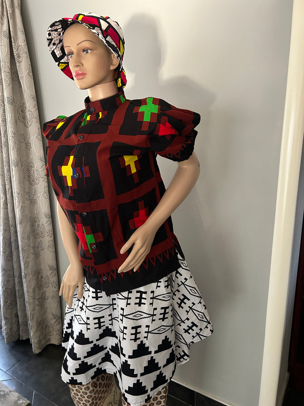 Asymmetrical White & Black Skirt