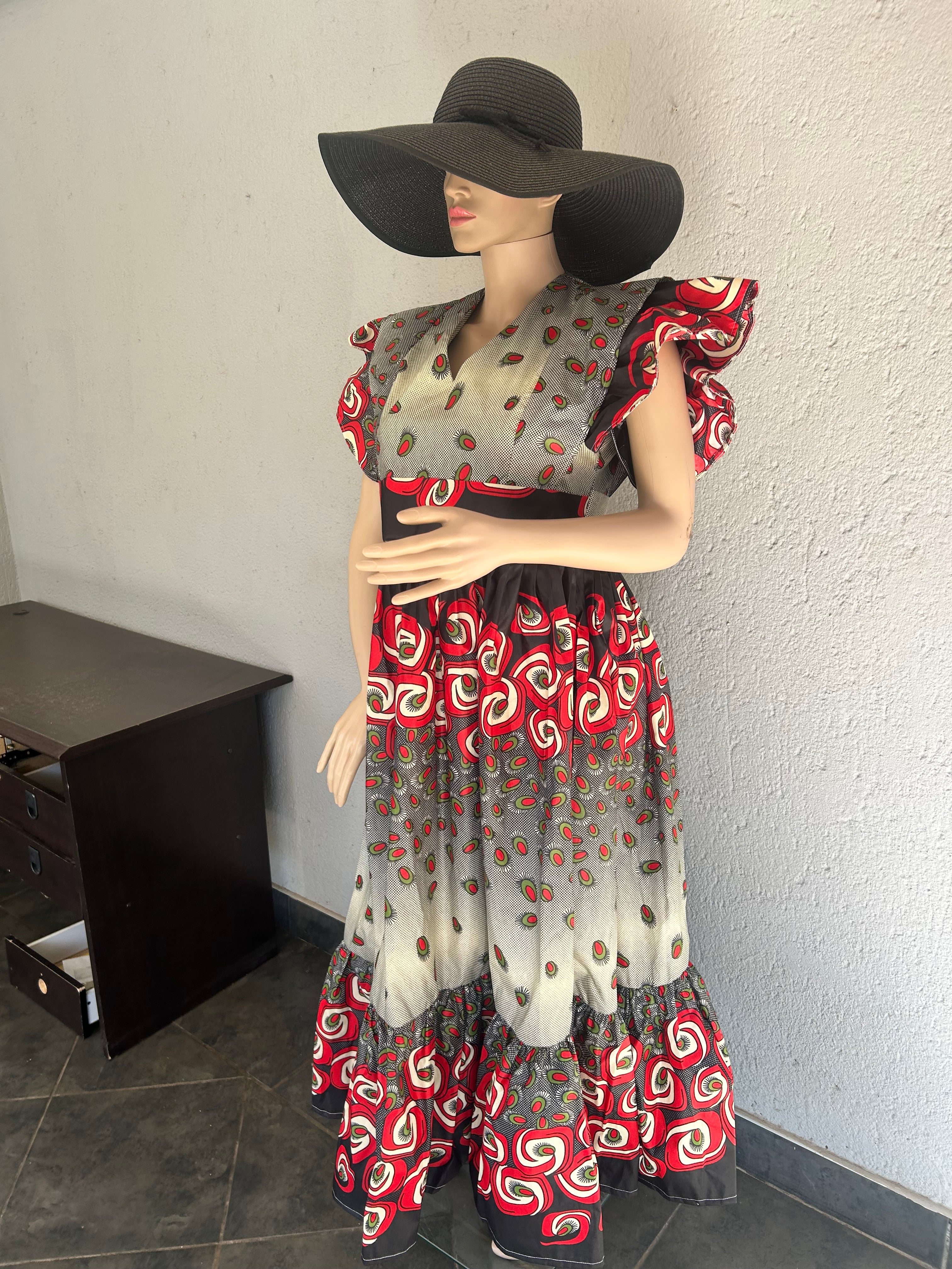 Butterfly Sleeves Multicolour Dress
