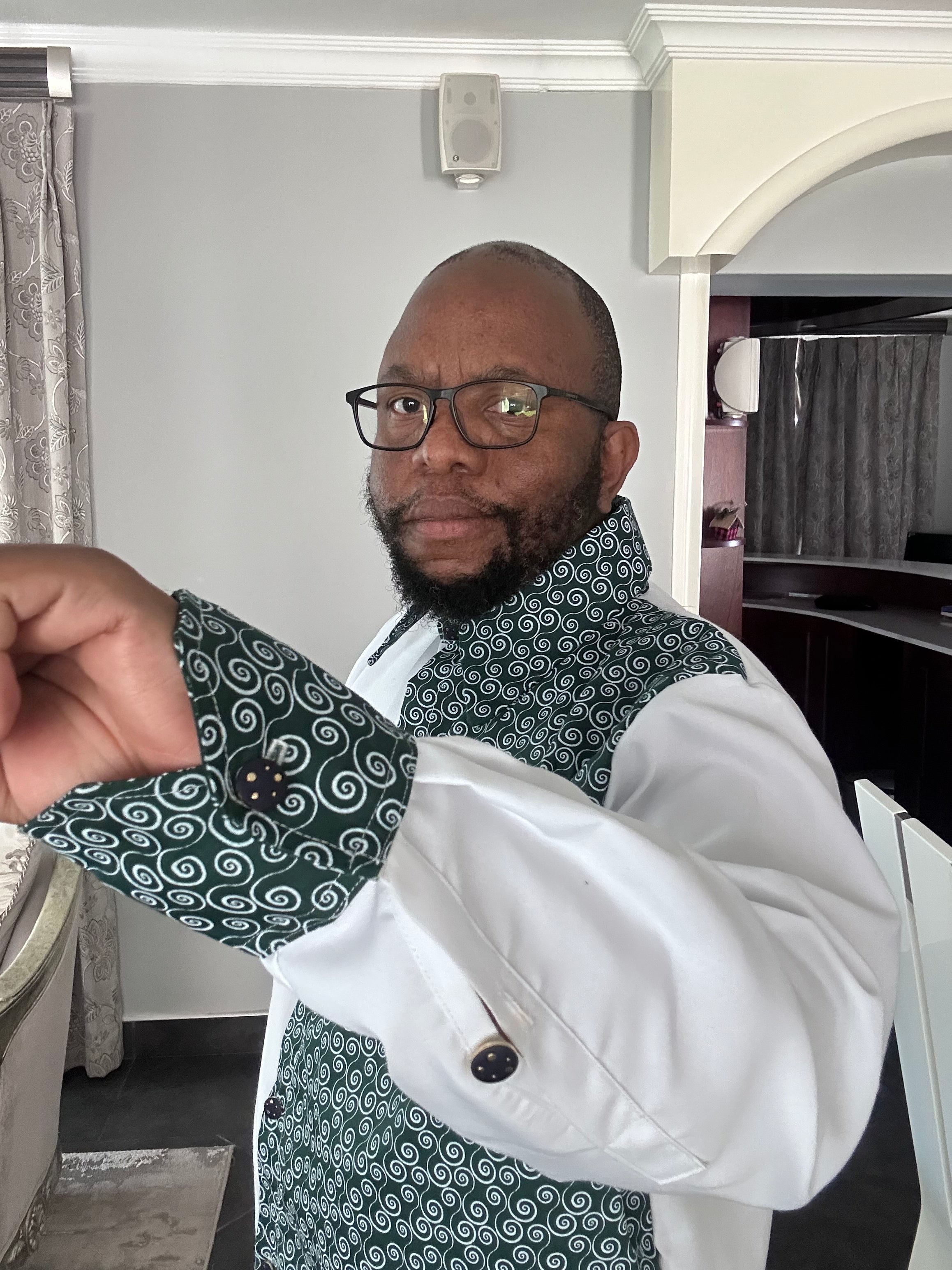 Men's Green & White Shirt