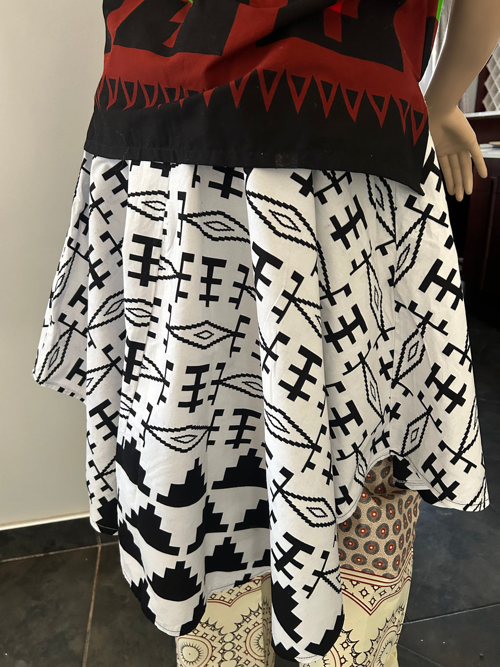 Asymmetrical White & Black Skirt