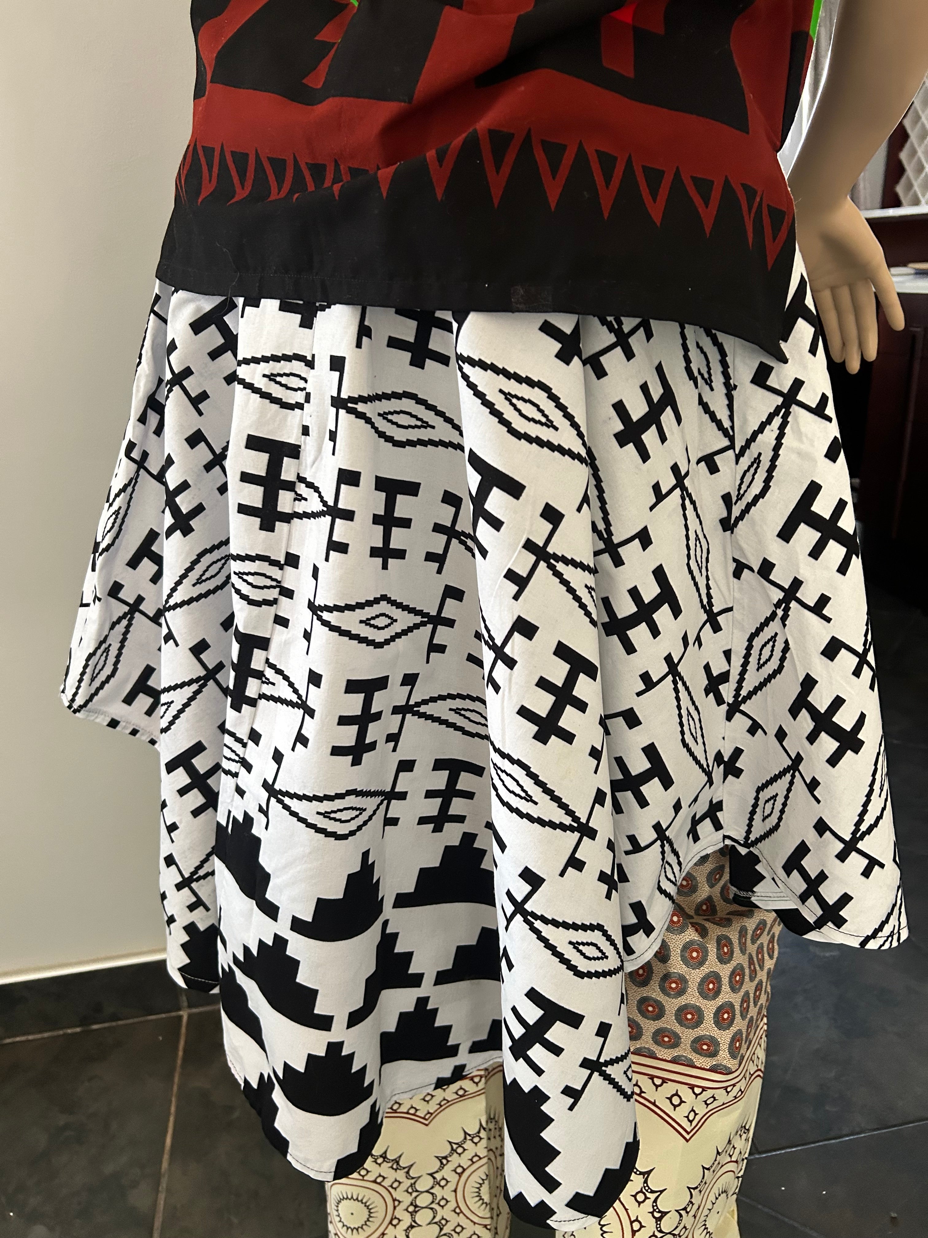 Asymmetrical White & Black Skirt