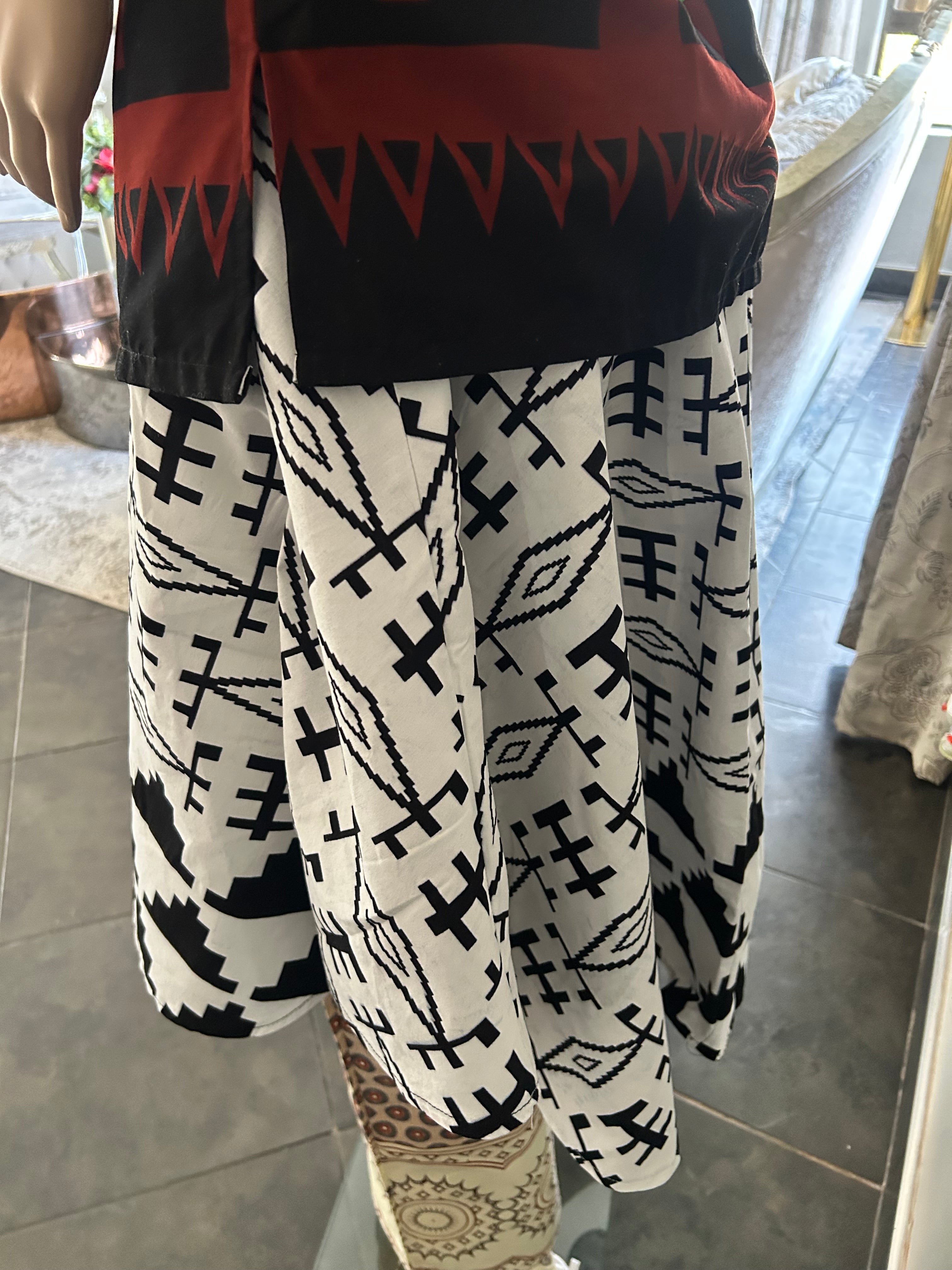 Asymmetrical White & Black Skirt