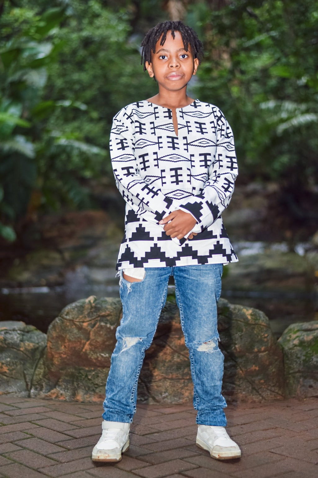 Kids | Boys Black & White Batik