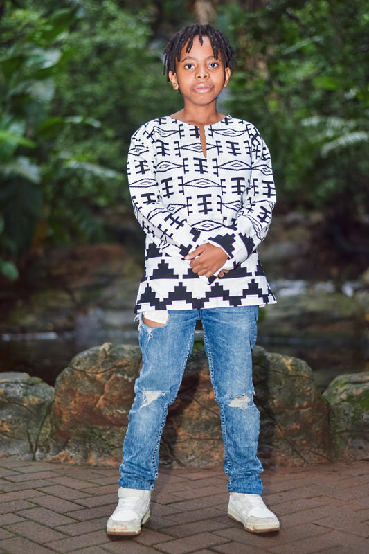 Kids | Boys Black & White Batik